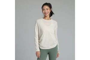XW-CX3480 High Quality Women's Activewear Blouse Long Sleeves Front Viscose Cotton Spandex Blend Active Stretch Sportswear Yoga