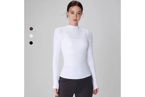 Custom Logo Autumn Winter Running Slim Fit Round Neck Compression Yoga Top Long Sleeve Gym T Shirt Women