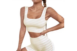 For Bestseller Ribbed High Support Spandex/Nylon Yoga Top Quick-Drying Slim-Fit Strappy Bra Summer Fitness Workout Underwear