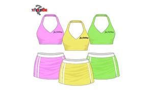 Custom Fitness Outfit Casual Loungewear Summer Two Piece Women Set Clothing Y2K Striped Skirts And Halter Tank Top Ropa De Mujer