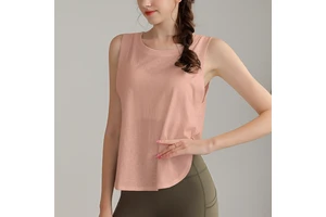 Snowflake Polyester/Cotton Loose Sports Vest Women Running Long Tunic Fitness Breathable Pilates Yoga Sleeveless