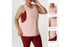 Wholesale Women's Oversized Sleeveless Casual Sport Top Round Neck Breathable Running Training Yoga Vest