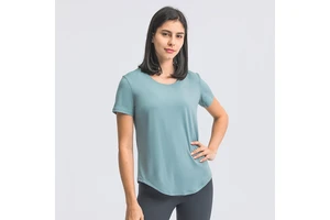 Summer High Quality Women Loose T-shirt Short Sleeve Gym Workout Fitness Yoga Wear Short Sleeve Top