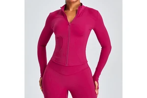 European and American Slim - Fit Yoga Jacket for Women, Long - Sleeve with Zip for Autumn and Winter Slimming Sports Fitness Top