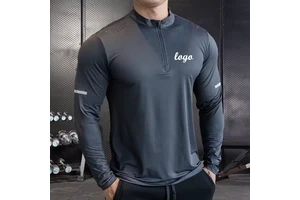 Autumn Running Quick-drying Breathable Gym Men's Fitness T-shirt Sports Long-sleeved Zipper Yoga Tops for Meditation