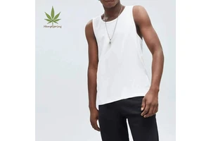Hemp Organic Cotton tank Tops Men Custom Men's Tank Round Collar Mens Shirts Loose Yoga Tank Top Gyms Wear Clothing