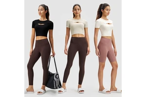 Lu Hollow Sports Short Sleeve Women Breathable Running Fitness Short Sleeve Elastic Slim Yoga Wear Round Neck T-Shirt