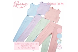 Weiwei Girls Gym Crop Tank Top Set With Side Pockets Kids Workout Clothing Buttery Naked Feel CPC Certified For School PE Wear