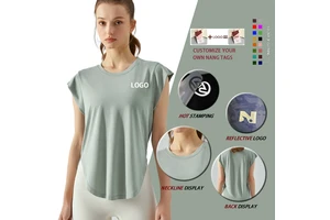 Spring and Summer Yoga Vest Tops Women's Loose and Thin Yoga Clothes Running Training Sports Short-sleeved Fitness Tops