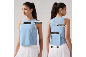 Sexy Women's Mesh Core Quick Drying Breathable Sleeveless Yoga Crop Top Casual Round Neck Cover Shirt Gym Fitness SleevelessTops