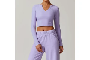 Hot Sale Women's Tight-Fitting Nude-Feel Long-Sleeve Spandex/Nylon T-Shirt Yoga Wear Outdoor Sports Top Sweat-Wicking Stretchy