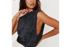 Private Label Classic Drop Armhole Tank Top Plain Fitted Gym Clothing Ladies Sleeveless Crop Singlet Tank Top
