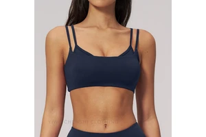 Women Seamless Double Strap Sports Bra, Built-In Chest Pad Fitness Bra, Thin Shoulder Strap Yoga Top, Beautiful Back Sports Bra