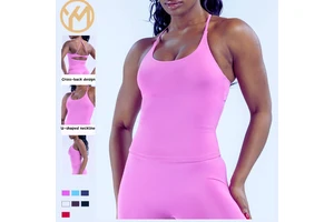 YIMO Women's Cross-back Yoga Vest Sweat-Wicking Spandex/Nylon Sleeveless Casual Sports Crop Top