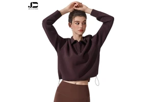 Women's Polo Hoodie Fall Winter Running Sports Fitness Top Jumper Casual All Kinds of Yoga Clothes Long Sleeves Yoga Top