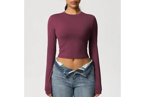 Naked Tight Fitting Sports T-shirt, Quick Drying Breathable Long Sleeved Yoga Suit, Pilates Running Exercise, Long Sleeved Top