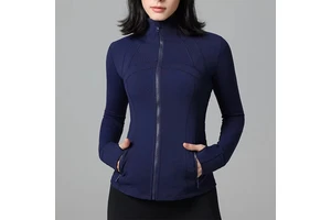Custom Yoga Women's Long Sleeve Front Full-Zip Breathable Eco-Friendly Buttery Soft Weightless Nylon Waterproof Quick Dry
