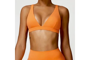 Wholesale Sexy Breathable Sports Bras Deep V Neckline U Back Triangle Gym Fitness Top Yoga Women's Spandex/Nylon