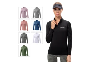 Long Sleeve Women Standing Neck Half Zipper T Shirt Quick Dry Fitness Clothing Yoga Wear Yoga Clothes