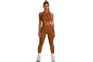 Seamless Women's 2-Piece Sports Set High Elastic Eco-Friendly Breathable Fitness Crop Top & Shorts Running Workout Gym Suit