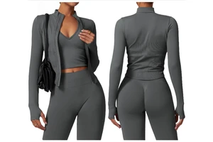 Women's Gym Exercise Yoga Long Sleeve Zipper Jacket Sportswear Top Spandex/Nylon Material Skinny Fit Four-Way Stretch Breathable