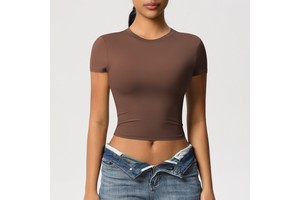 Double-sided Nylon Casual Tight Quick Drying Pilates Top Yoga Clothes Short Sleeved Running Fitness T-shirt
