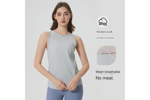 Women's Summer New Quick-Drying Breathable Fitness Sports Vest Thin Outer Wear Sleeveless T-Shirt for Yoga Logo on Front-DT051