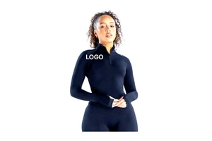 Custom Logo Lightweight Yoga Long Sleeve Slim Fit Front Stand Collar Half Zipper Wrap-Up Style Top for Yoga Practice