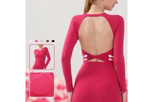 Customization Running Active Wear Sexy Girl Long Sleeve Tight Cropped Sportswear Tops Gym Fitness T Shirts With Chest Pads