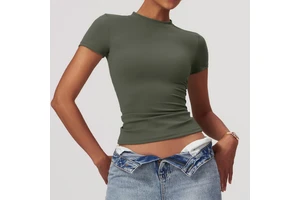 Women's Running Sport T-shirt Summer Short-sleeved Round-neck Breathable and Elastic Fitness, Yoga Slim-fit Sports Top