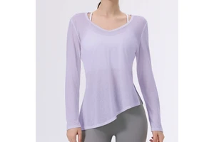 For Breathable Chicken Collar Casual Sports Top Blouse Women's Professional Fitness Long Sleeve Yoga Clothes