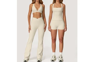 Custom Logo 4 Piece Workout Yoga Sets Quick Drying Yoga Top Leggings Naked Feeling Skin Friendly Soft Elastic Tight Gym Sets