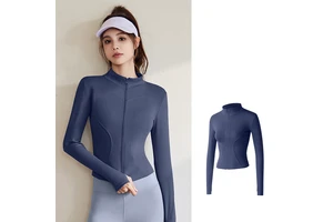 FIELD BALANCE Custom Stand Collar Zipper Long Sleeve Slimming Sports Coat Running Fitness Gym Wear Yoga Top for Women
