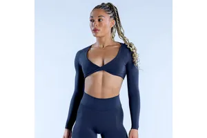 Cross Front Gym Tops for Women Long Sleeve Fitness Elastic Yoga Quick Dry Wholesale Print Sports Workout Tops