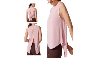 Aoyema Sleeveless Gym Women Sports Vest Comfortable Quick Drying Running Fitness Summer Beauty Back Yoga Wear Loose Tank Top