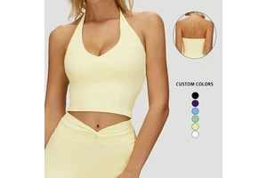 Women's Breathable Lightweight High Elastic Workout Running Vest V-neck Sleeveless Gym Fitness Sports Top Yoga Tank Top