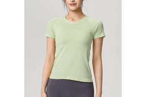 Women's Eco-Friendly Quick-Drying Yoga Top High-Stretch Workout Shirt Short Sleeves Breathable Neck Design for Running Fitness