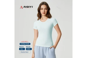 2067 New Nude Feeling Round Neck Yoga Light Breathable Sports T-shirt Running Fitness Yoga Short Sleeve