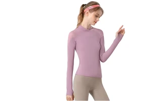 Women's Quick-Dry Half-Zip Long Sleeve Stand Collar Top for Fitness Sport Naked Feeling Running Yoga Jacket Breathable Design