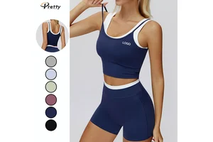 2025 Logo Custom Hot Color Blocking Sale Yoga Women's Clothing Vest Yoga Top Workout Fitness Nylon + Spandex
