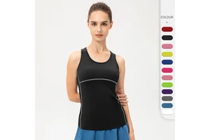Wholesale Women's Breathable Cowl Neck Four-Way Stretch Yoga Workout Crop Tank Top with Front Logo Athletic Gymwear Sexy