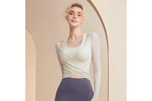High Sense Breathable Yoga Suit Women's Pilates Top Tight Slim Fitness Nine Quarter Sleeve for Sports Blouse New