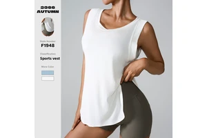 European American Autumn Breathable Lightweight Yoga Sports Cover-Up Loose Sleeveless Vest Plus Size Running Top Quick Dry