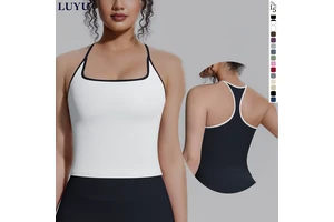 New Design Double-sided Spandex/Nylon Solid Color I-back Breathable Tight Tank Tops for Sports Running Yoga