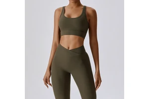 Sports Cross Strap Backless Yoga Clothing Set Running Quick Dry Tight Fitness Clothing Two-piece Set
