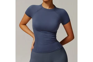 DDDX7731 Thread Seamless Short-sleeved T-shirt Yoga Suit Casual Quick-drying Fitness Running Sports Top