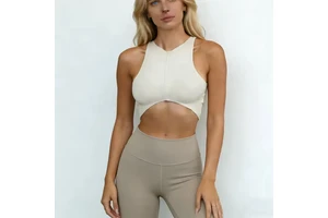 Custom Recyclable Spandex Nylon Women Gym Wear High Impact Ribbed Fitness Workout Yoga Crop Tops High Stretchy Yoga Sports Bra