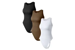 High Quality Sleeveless Simple Round Neck One Piece Fitness Yoga Wear Seamless Bodysuits