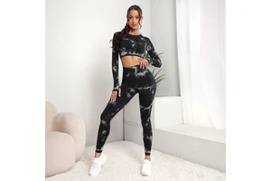 2023 New Tie Dyed Seamless Yoga Sets High Waist Quick Drying Fitness Womens Leggings Elastic Yoga Long Sleeve Top
