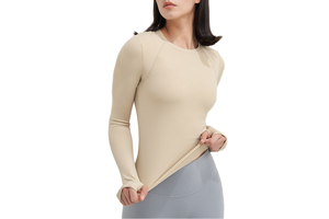 European American Autumn Winter Women's Gym Yoga Top Breathable Quick-Drying Spandex/Nylon Slim Body Long-Sleeved T-Shirts for
